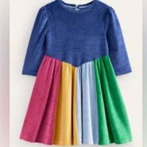 Mini Boden Rainbow blue Velour Dress size 11-12
